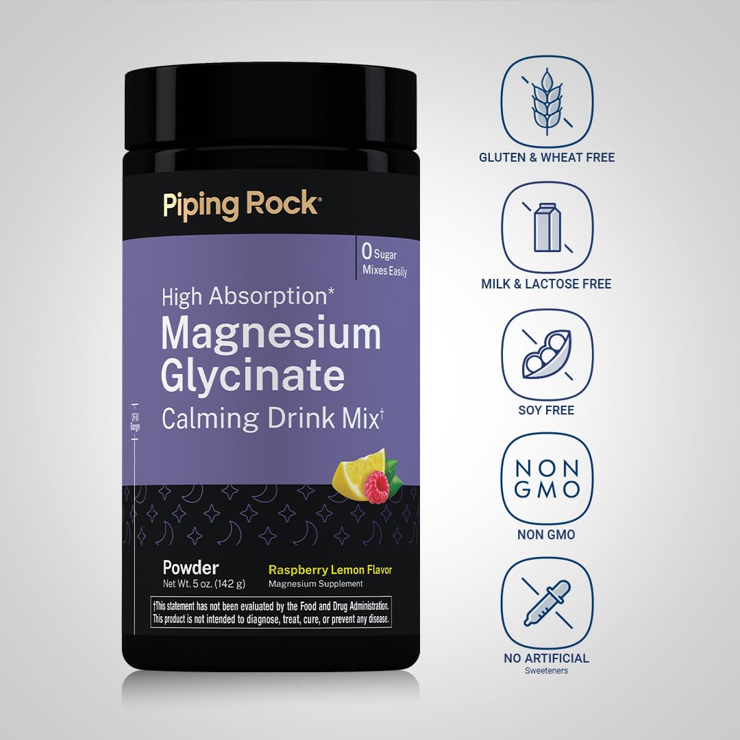 Piping Rock scoop with measured powder illustrating 200 mg per serving