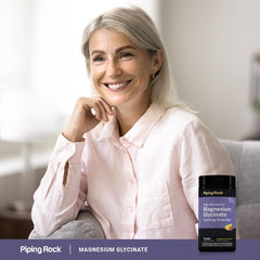 Piping Rock jar in a travel bag demonstrating portable daily supplementation