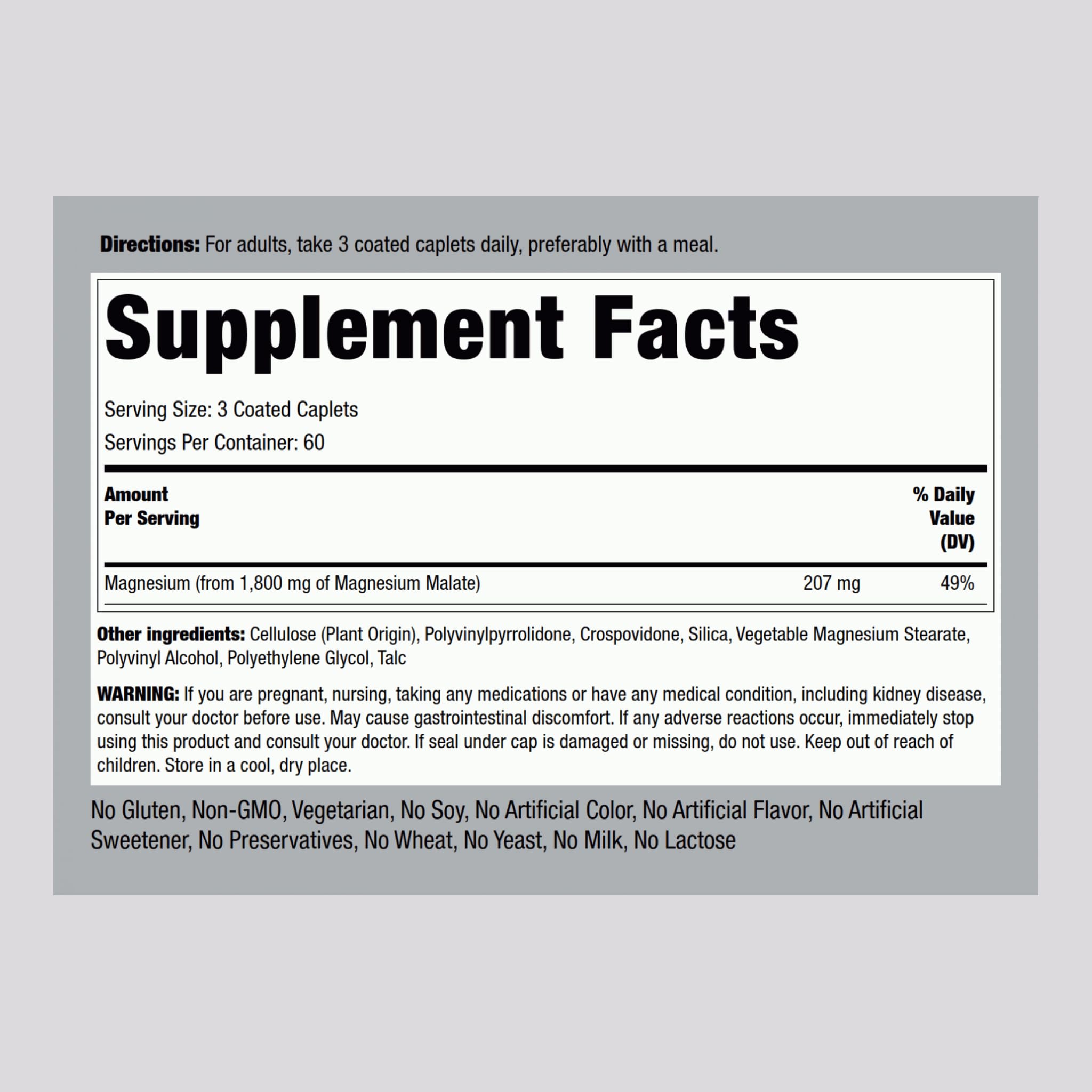 Two-pack display of Piping Rock Magnesium Malate 1800 mg with label visible.