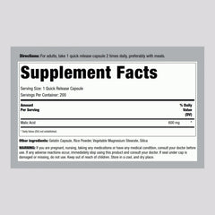 Side view of Piping Rock Malic Acid Capsules bottle