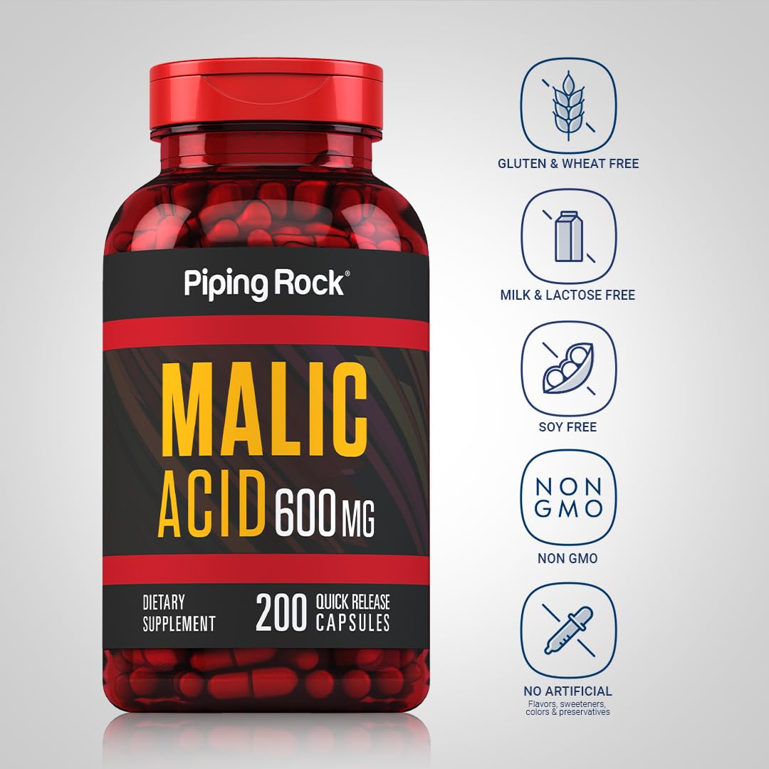 Close-up of Malic Acid capsules 600mg