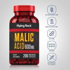 Close-up of Malic Acid capsules 600mg