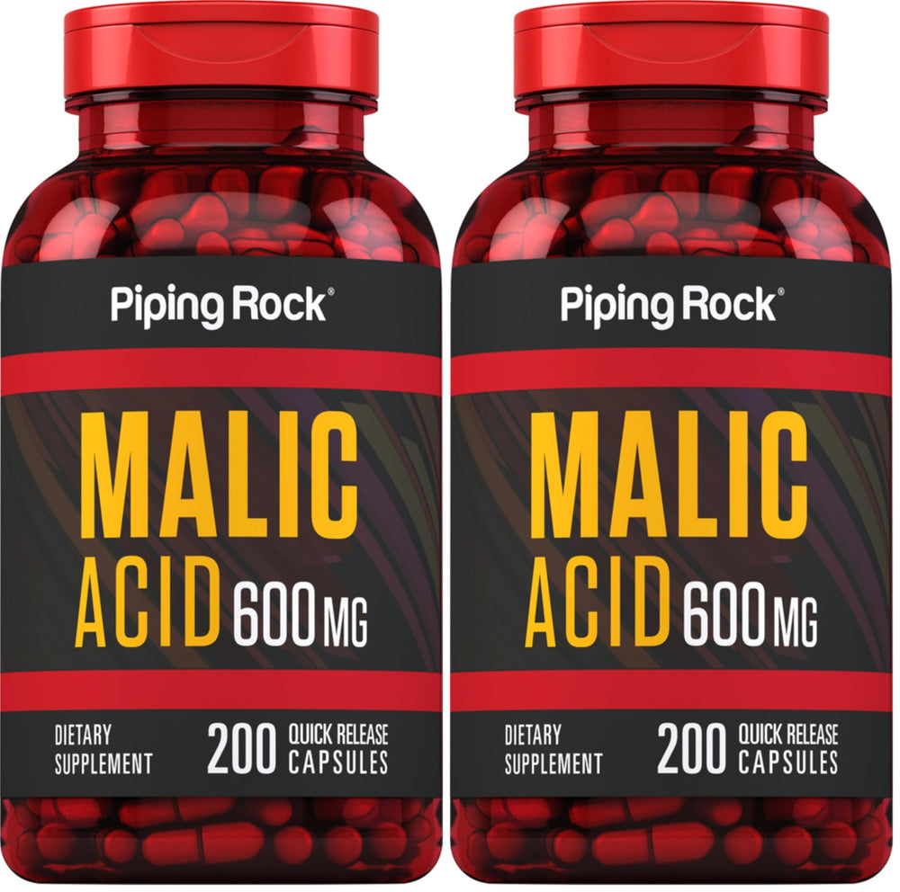 Piping Rock Malic Acid Capsules 600mg bottle – pack of 2 – hero image