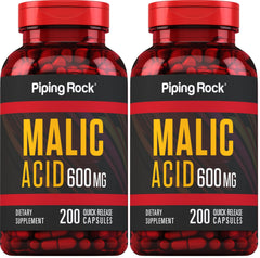 Piping Rock Malic Acid Capsules 600mg bottle – pack of 2 – hero image