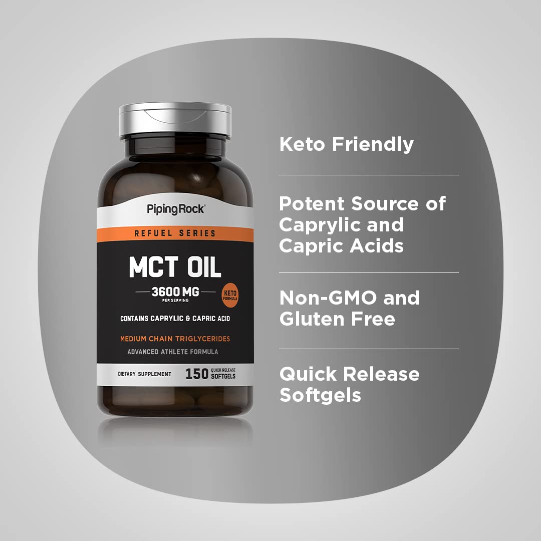 Keto-friendly MCT oil softgel capsules by Piping Rock