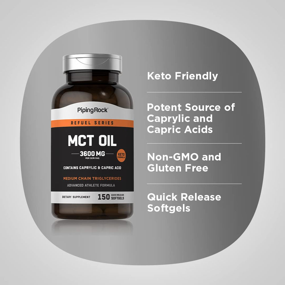 Keto-friendly MCT oil softgel capsules by Piping Rock