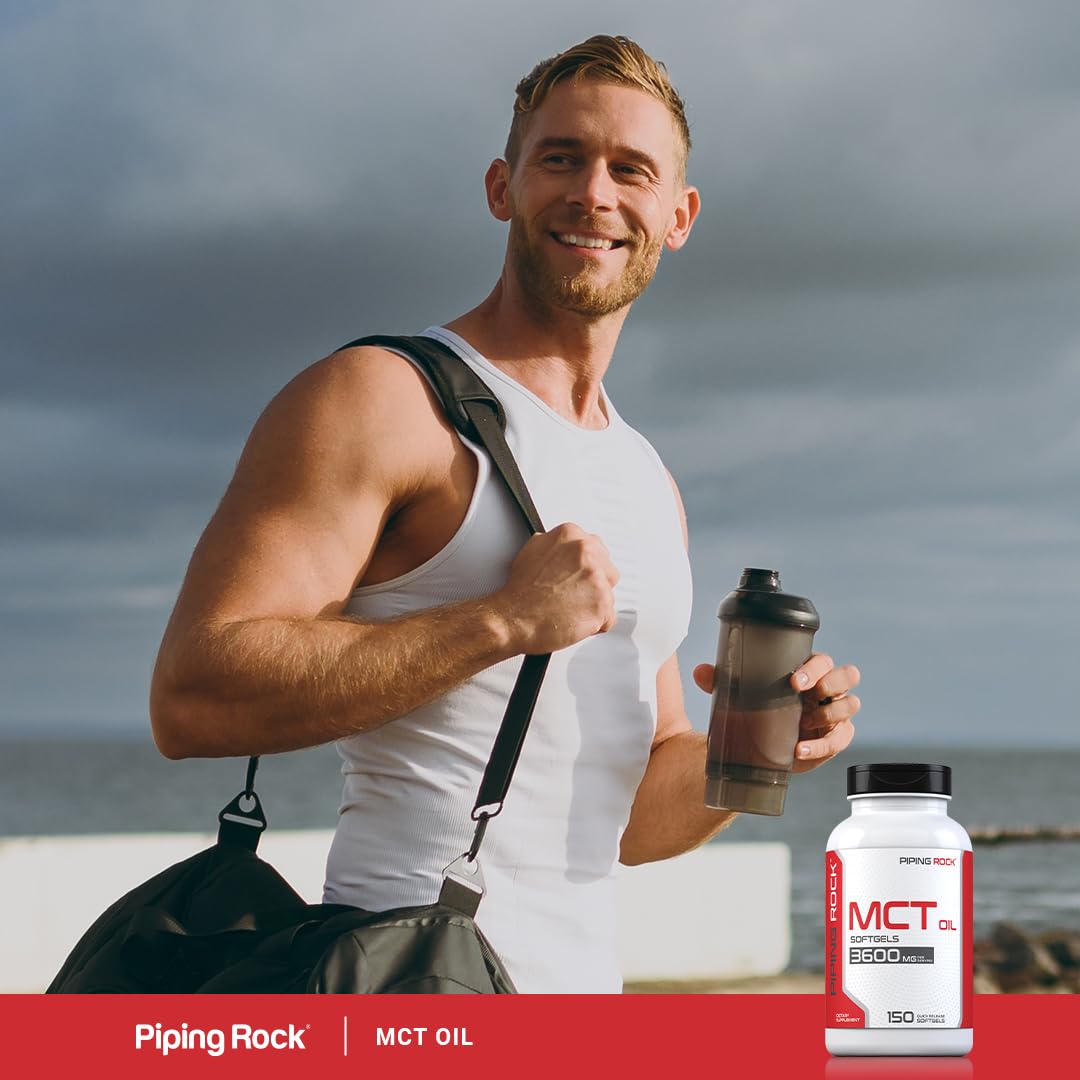 Piping Rock softgels beside keto snacks showing compatibility with low-carb lifestyles