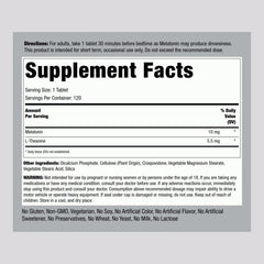 Close-up of Melatonin 10mg tablet with L-Theanine