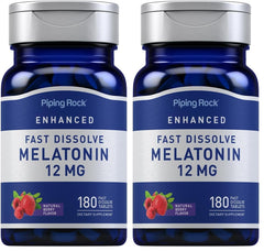 Piping Rock Melatonin 12 mg bottle with Berry Flavor, pack of 2