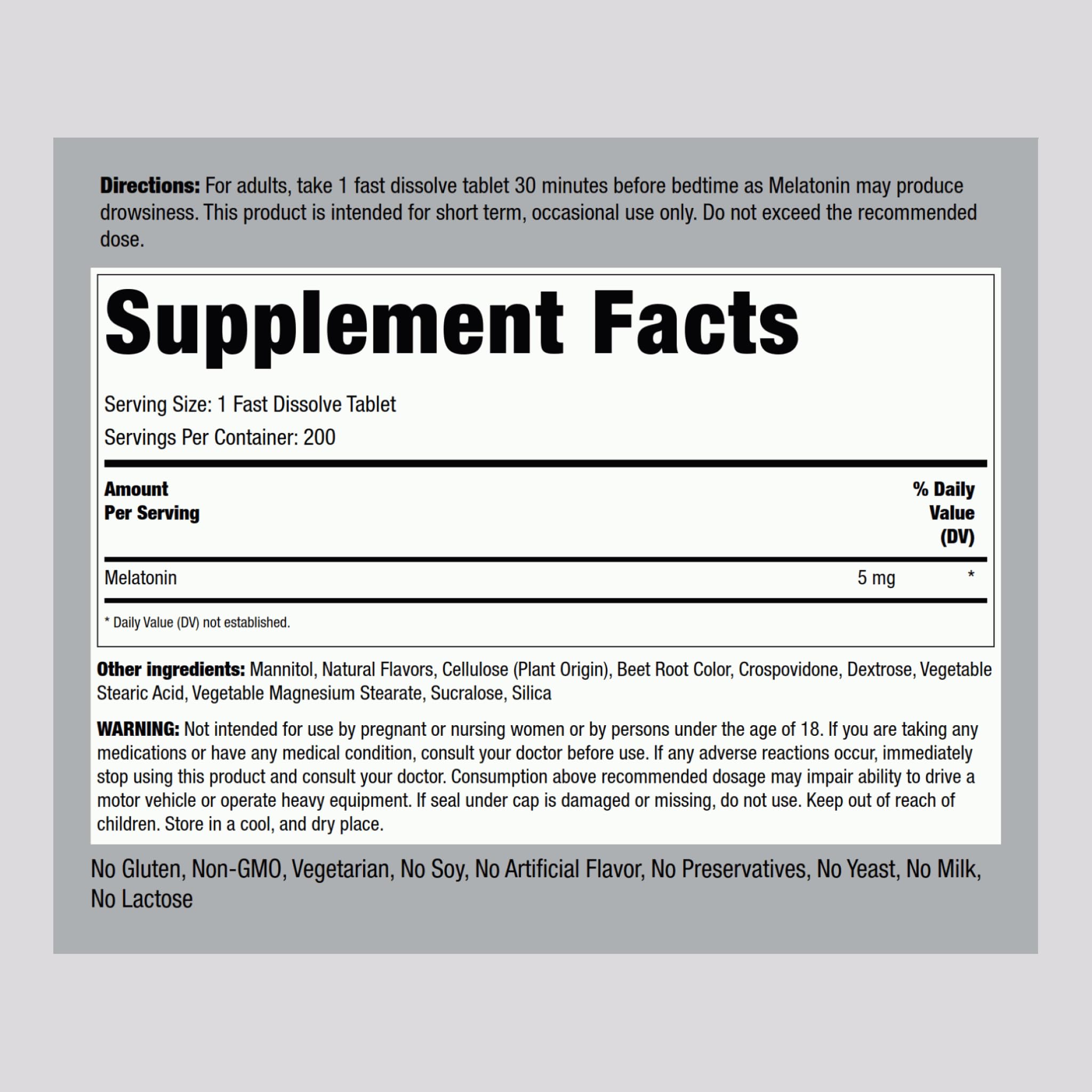 Melatonin 5mg Berry flavor tablets in bottle