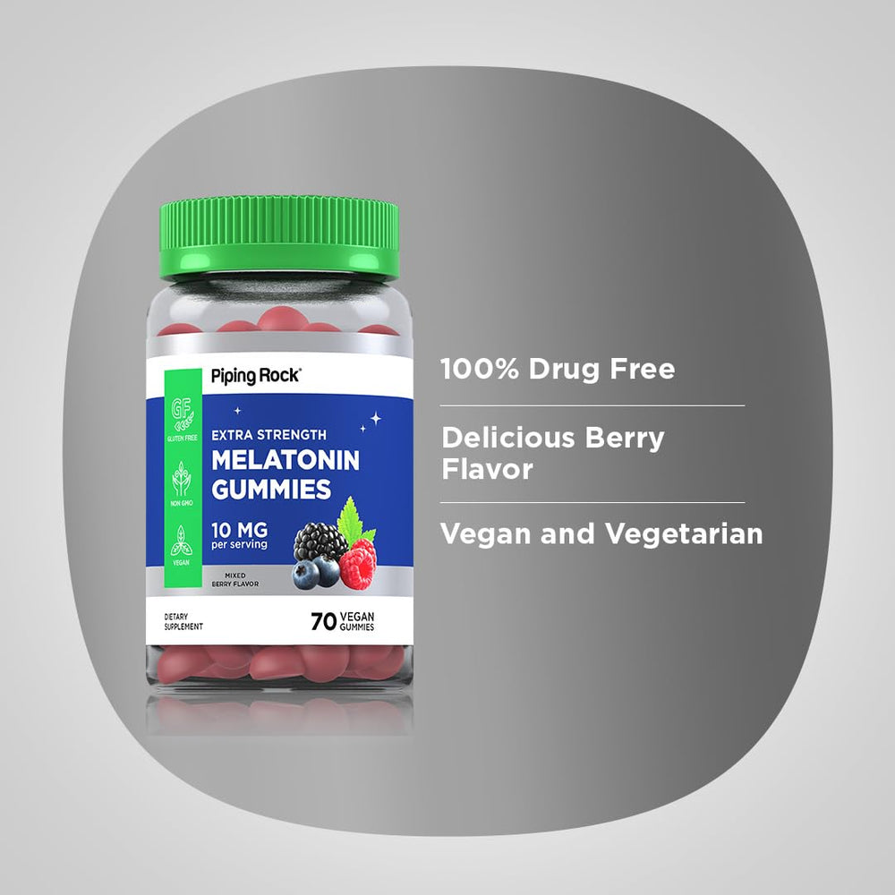 Berry-flavored Piping Rock gummies offer a tasty option for a calm evening.