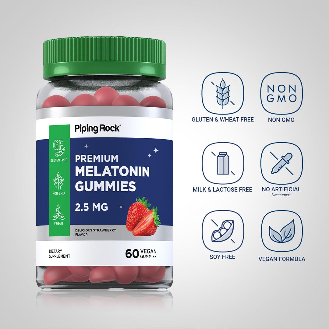 Piping Rock open bottle with gummies visible for easy dosing