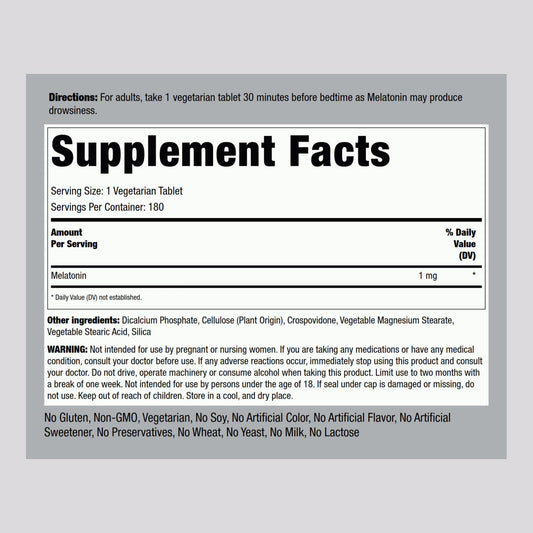 Piping Rock melatonin tablet close-up revealing small, easy-to-swallow texture