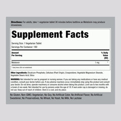 Piping Rock melatonin tablet close-up revealing small, easy-to-swallow texture