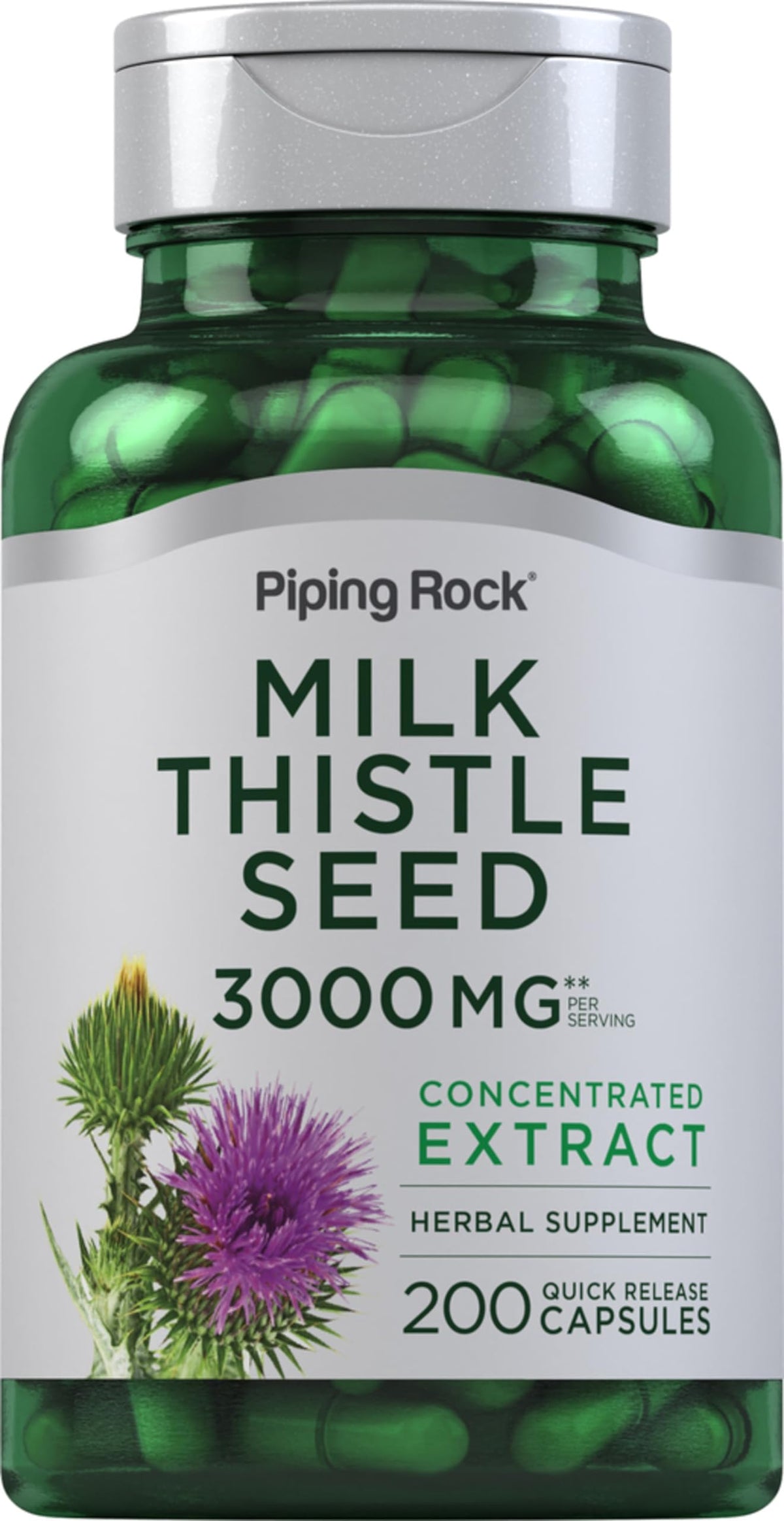 Piping Rock Milk Thistle 3000mg bottle with label