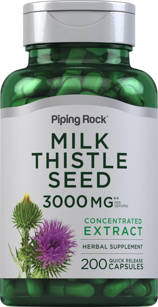 Piping Rock Milk Thistle 3000mg bottle with label