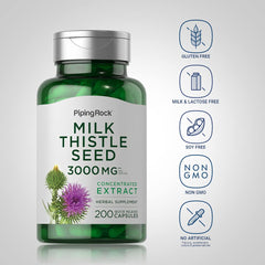 Close-up of Milk Thistle 3000mg supplement label
