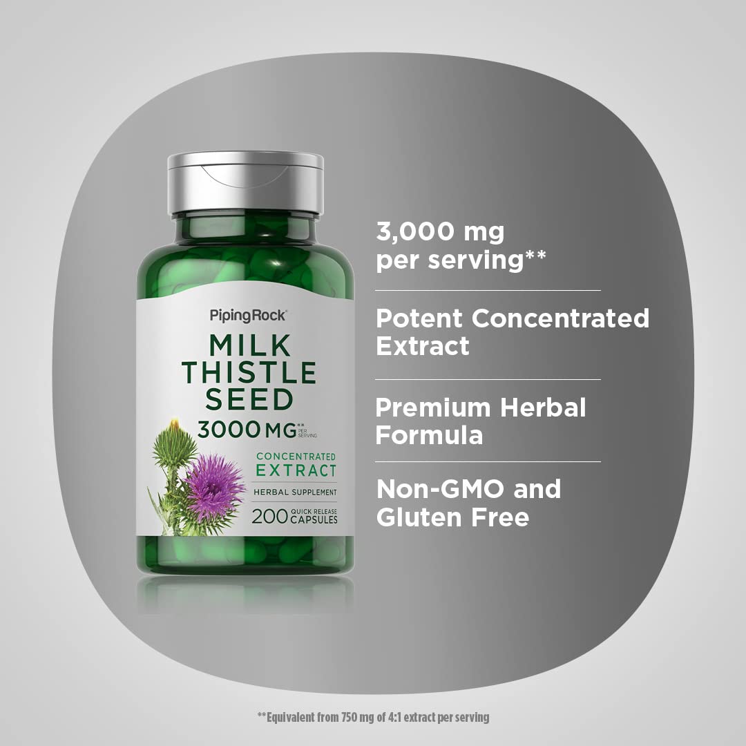 Packaging front of Piping Rock milk thistle premium herbal formula