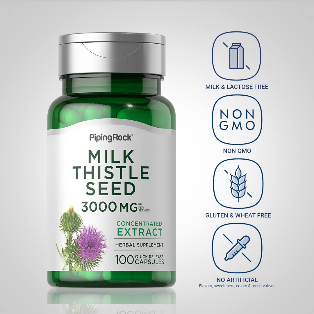 Milk Thistle 3000mg capsules close-up