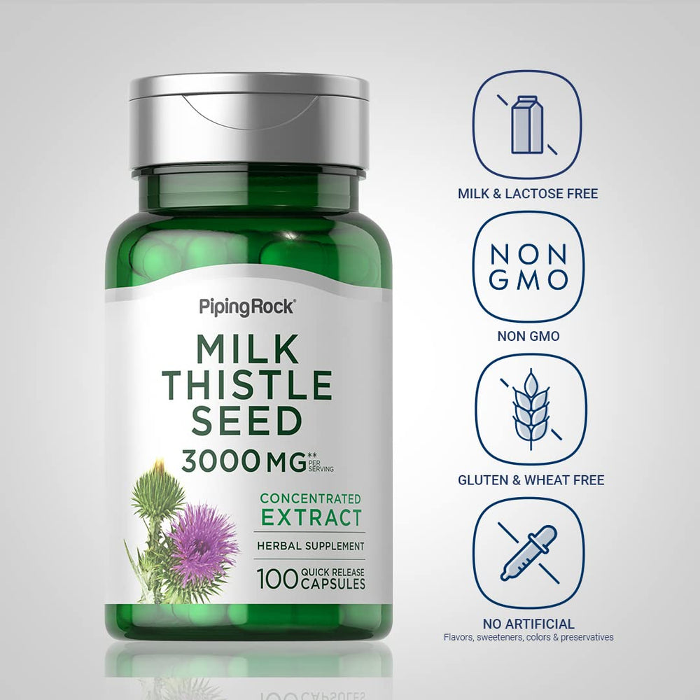 Milk Thistle 3000mg capsules close-up