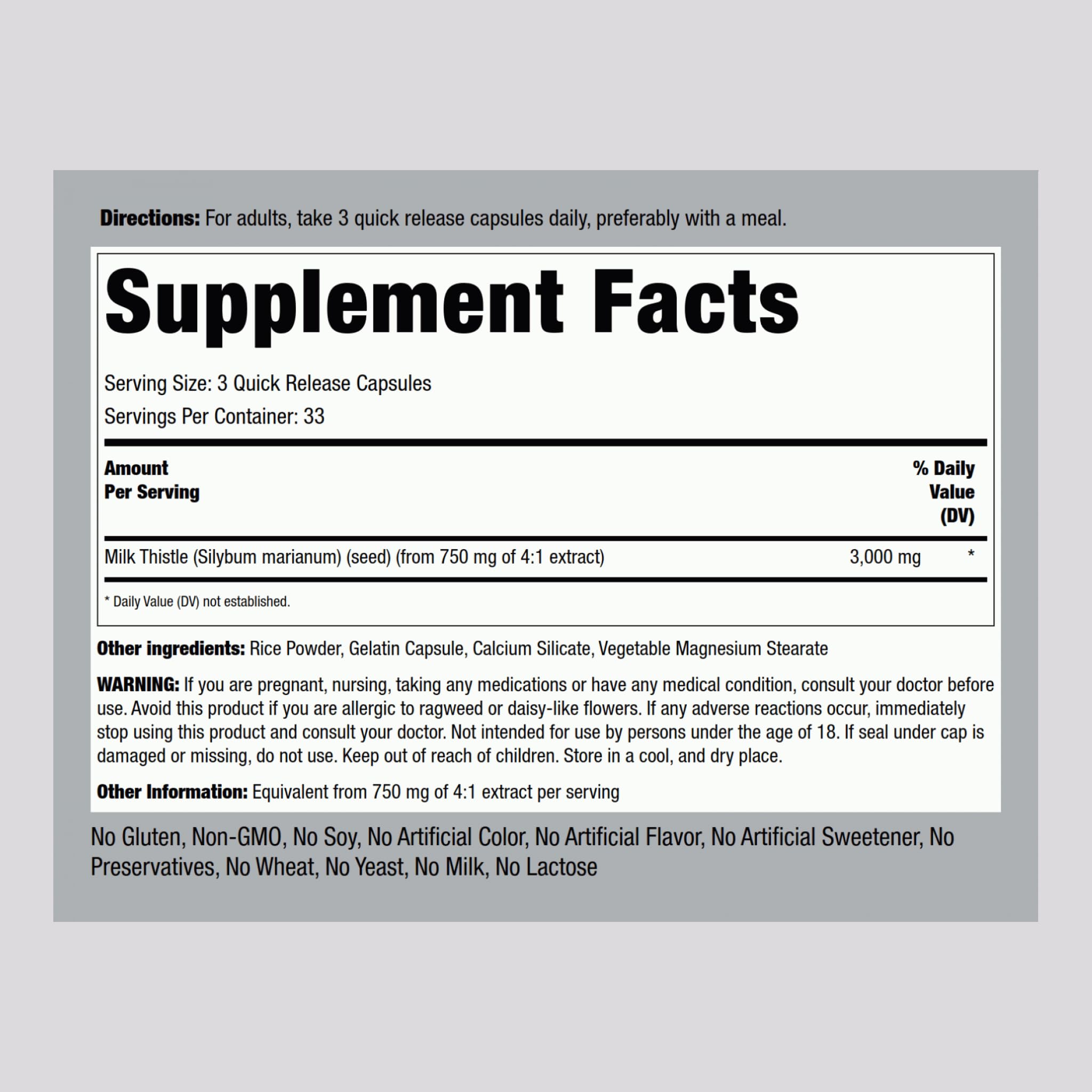 Milk Thistle 3000mg capsules close-up