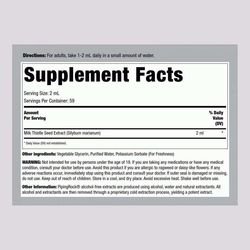 Milk Thistle Extract Liquid Drops label close-up