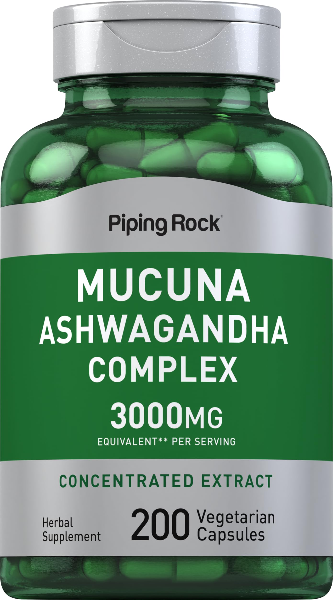 Piping Rock bottle front view showing label and 200 capsules benefit clarity