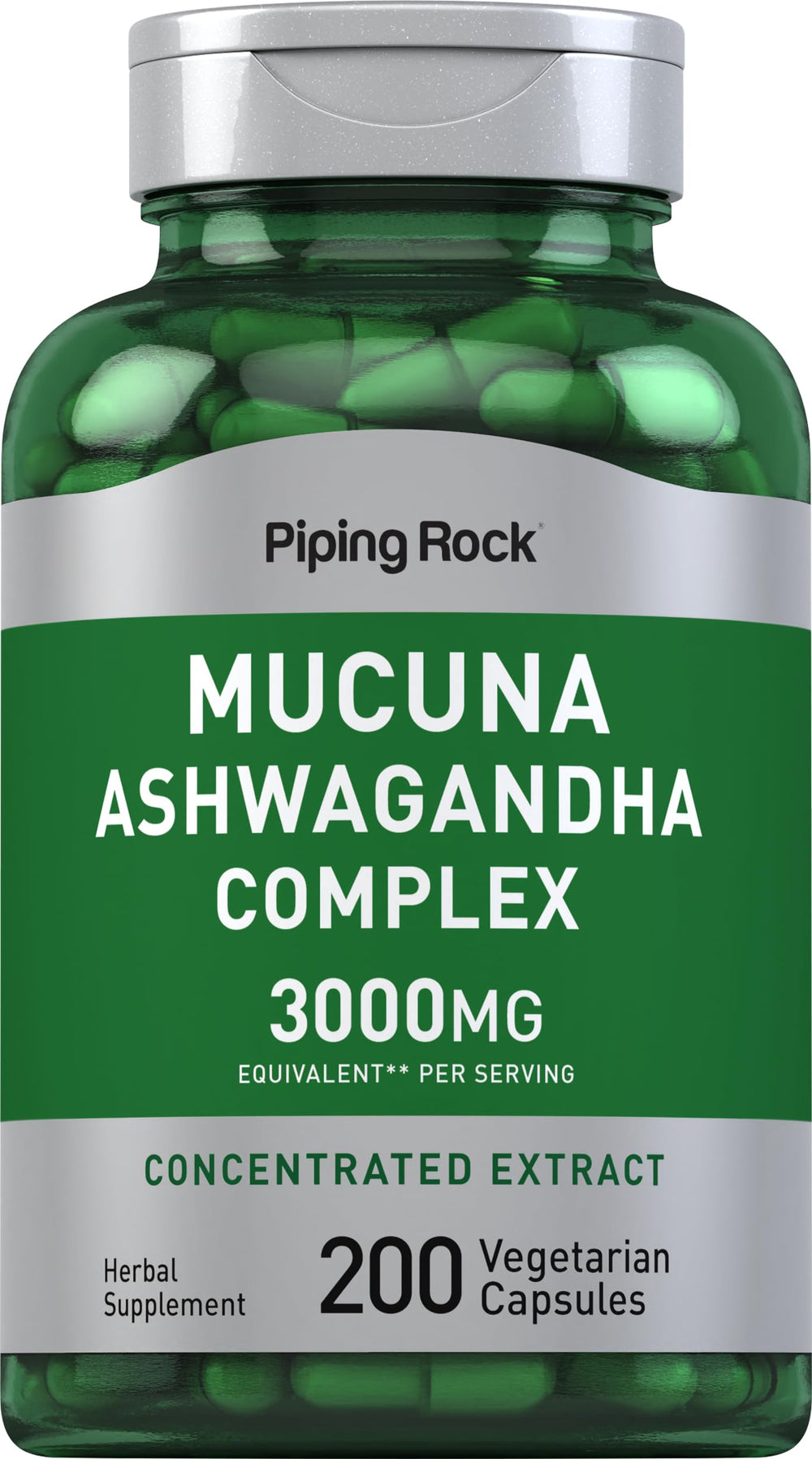 Piping Rock bottle front view showing label and 200 capsules benefit clarity