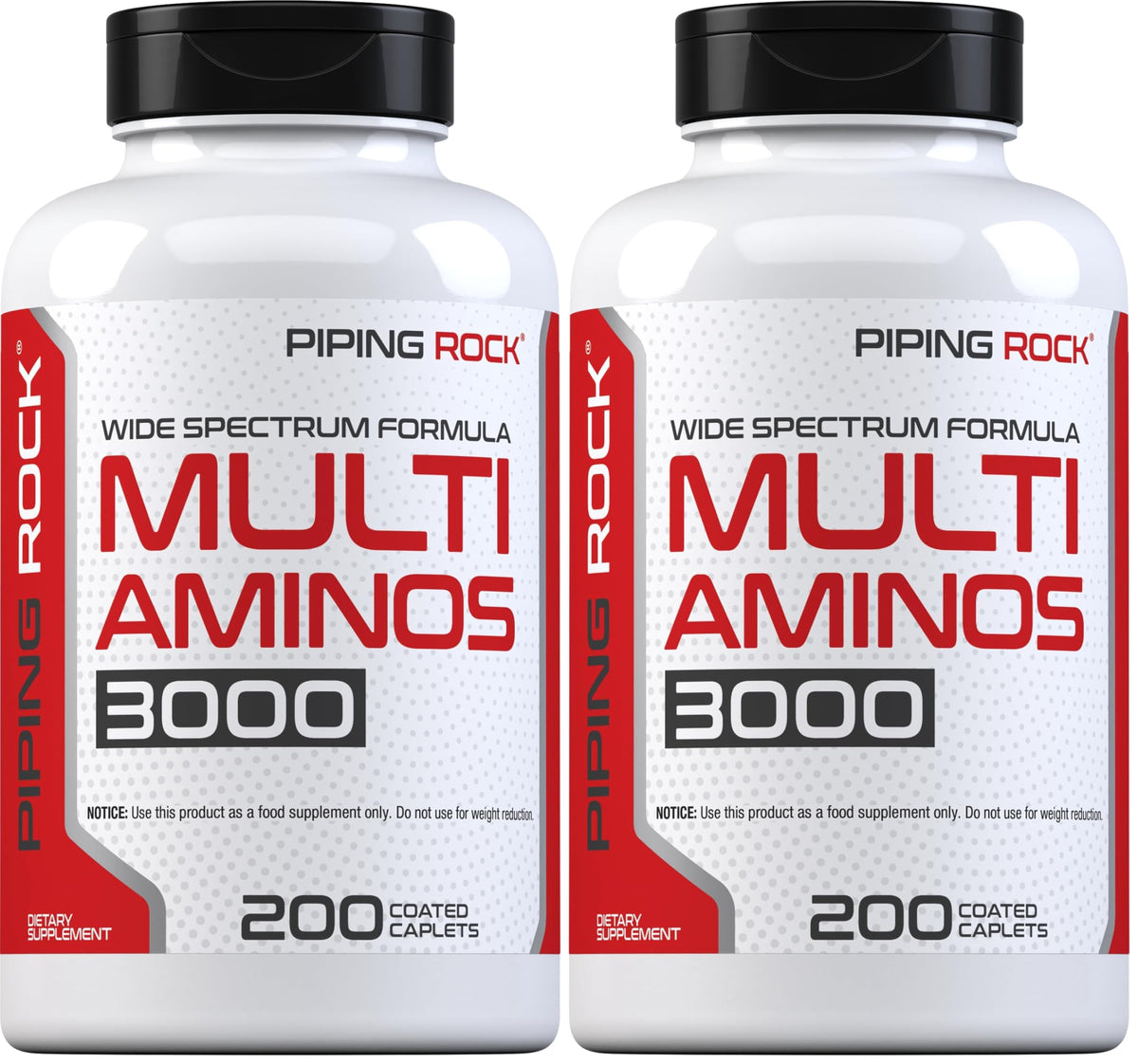 Front view of Piping Rock Multi Amino Acid Supplement bottle with 200 caplets