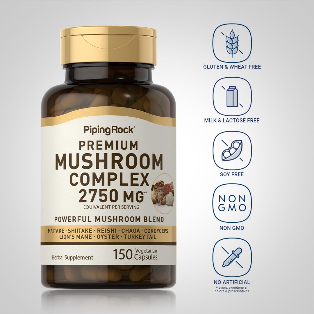 Piping Rock mushroom powder texture in bowl showing fine blend and mixable form