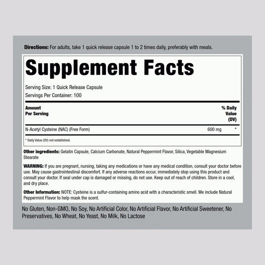 Piping Rock NAC 600mg bottle with label visible