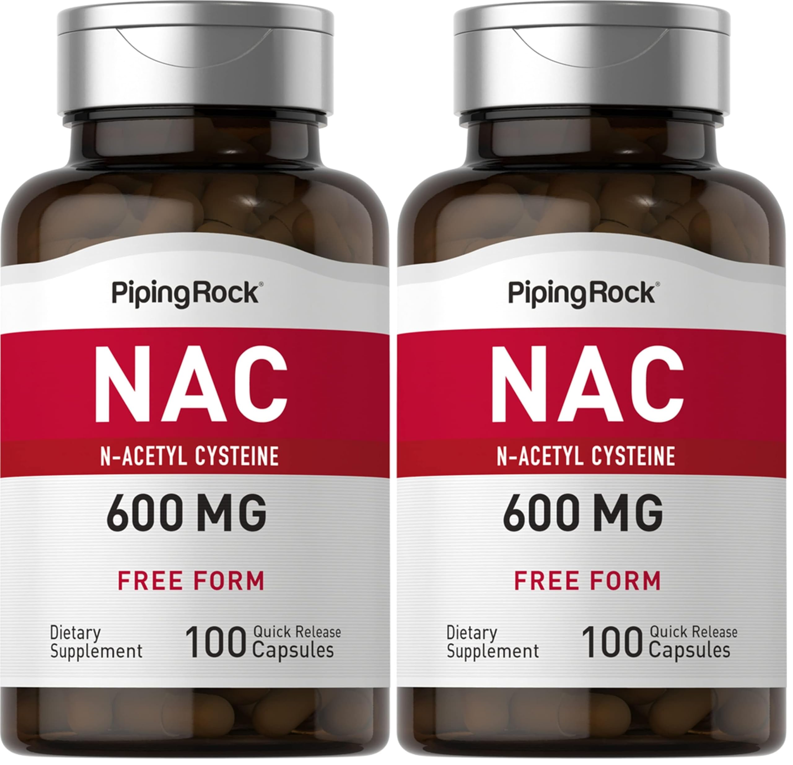 Piping Rock NAC 600mg bottle with 100 capsules (Pack of 2)