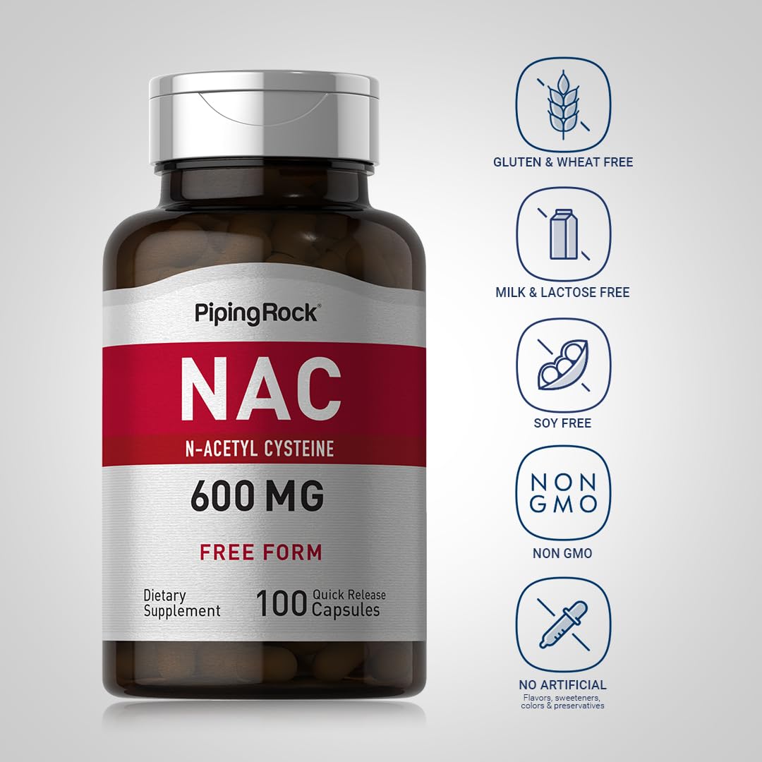 N-Acetyl Cysteine ingredients label for Piping Rock NAC 600mg