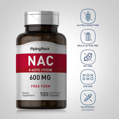 N-Acetyl Cysteine ingredients label for Piping Rock NAC 600mg