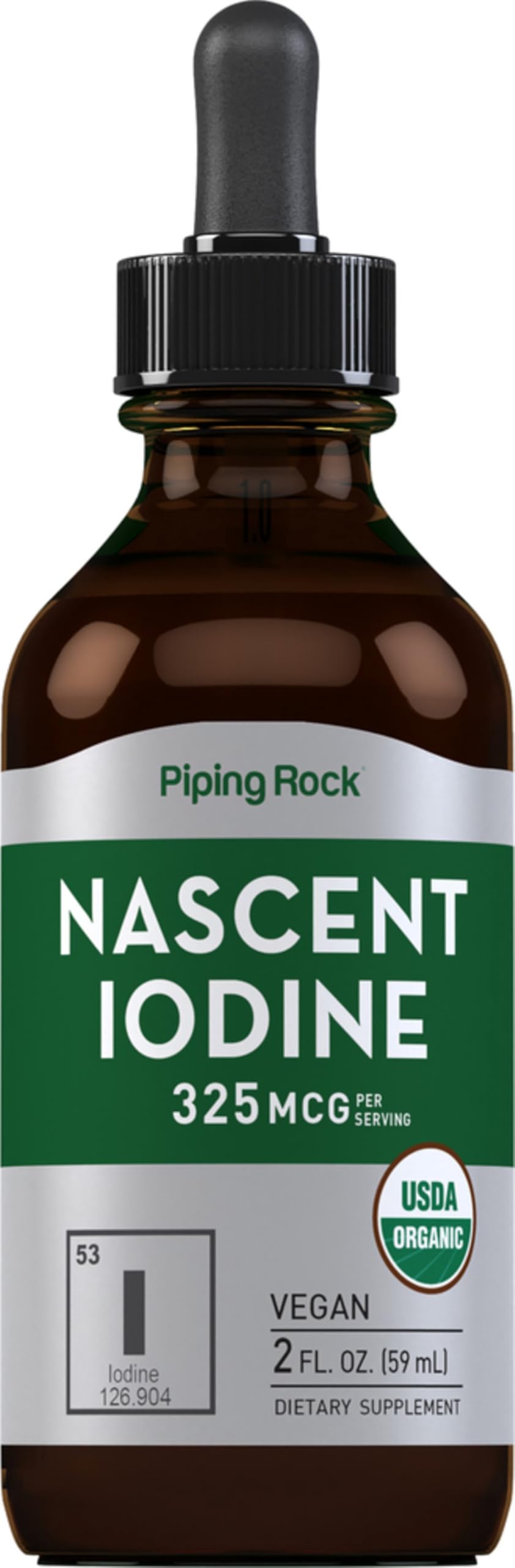 Piping Rock front packaging showing 2 fl oz bottle and label benefit