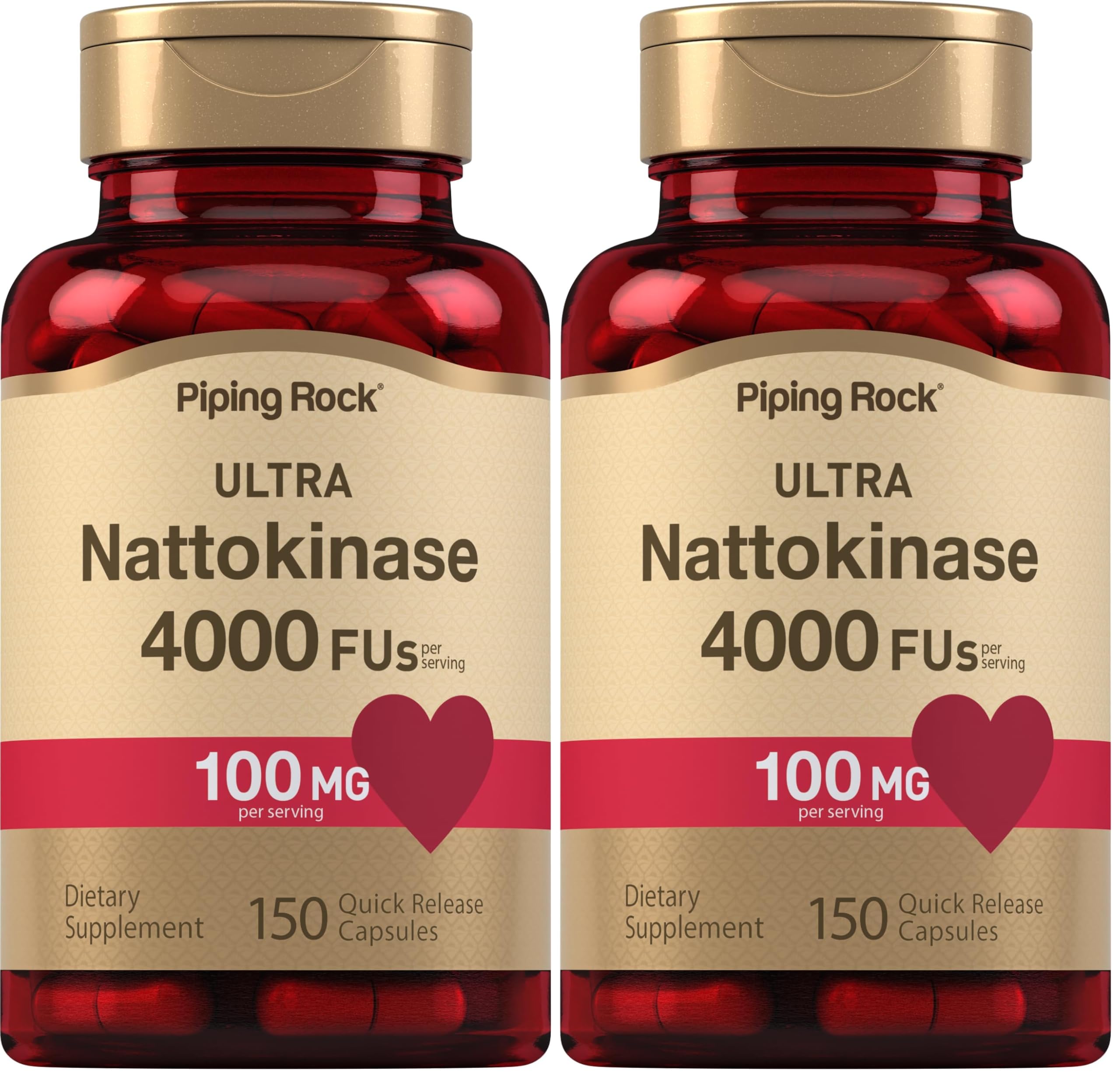 Piping Rock Nattokinase bottle with 150 capsules (Pack of 2)