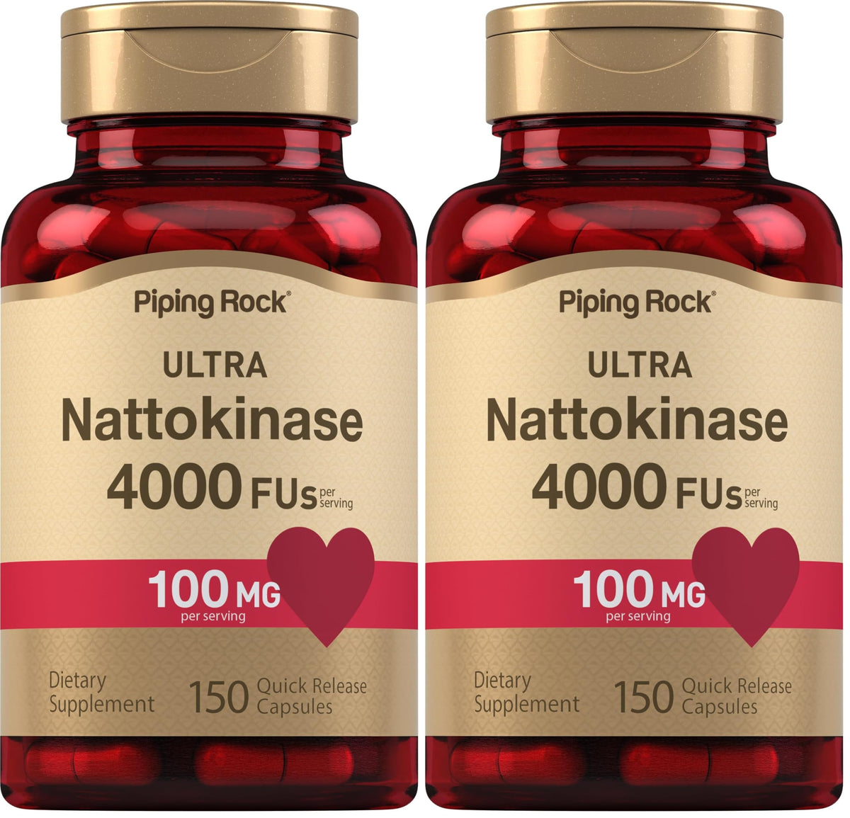 Piping Rock Nattokinase bottle with 150 capsules (Pack of 2)