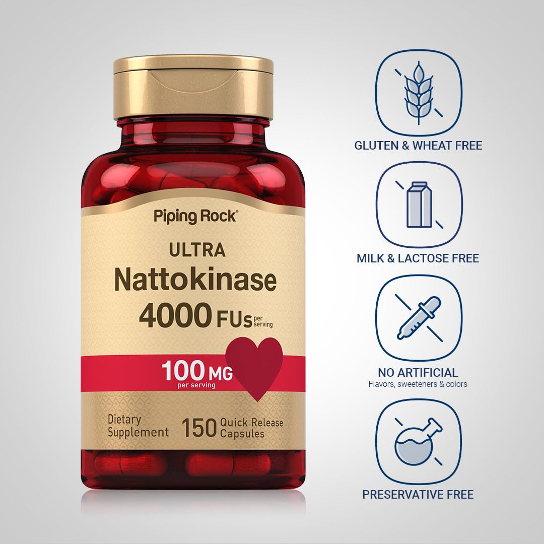 Piping Rock several nattokinase capsules spread for dosage availability and convenience