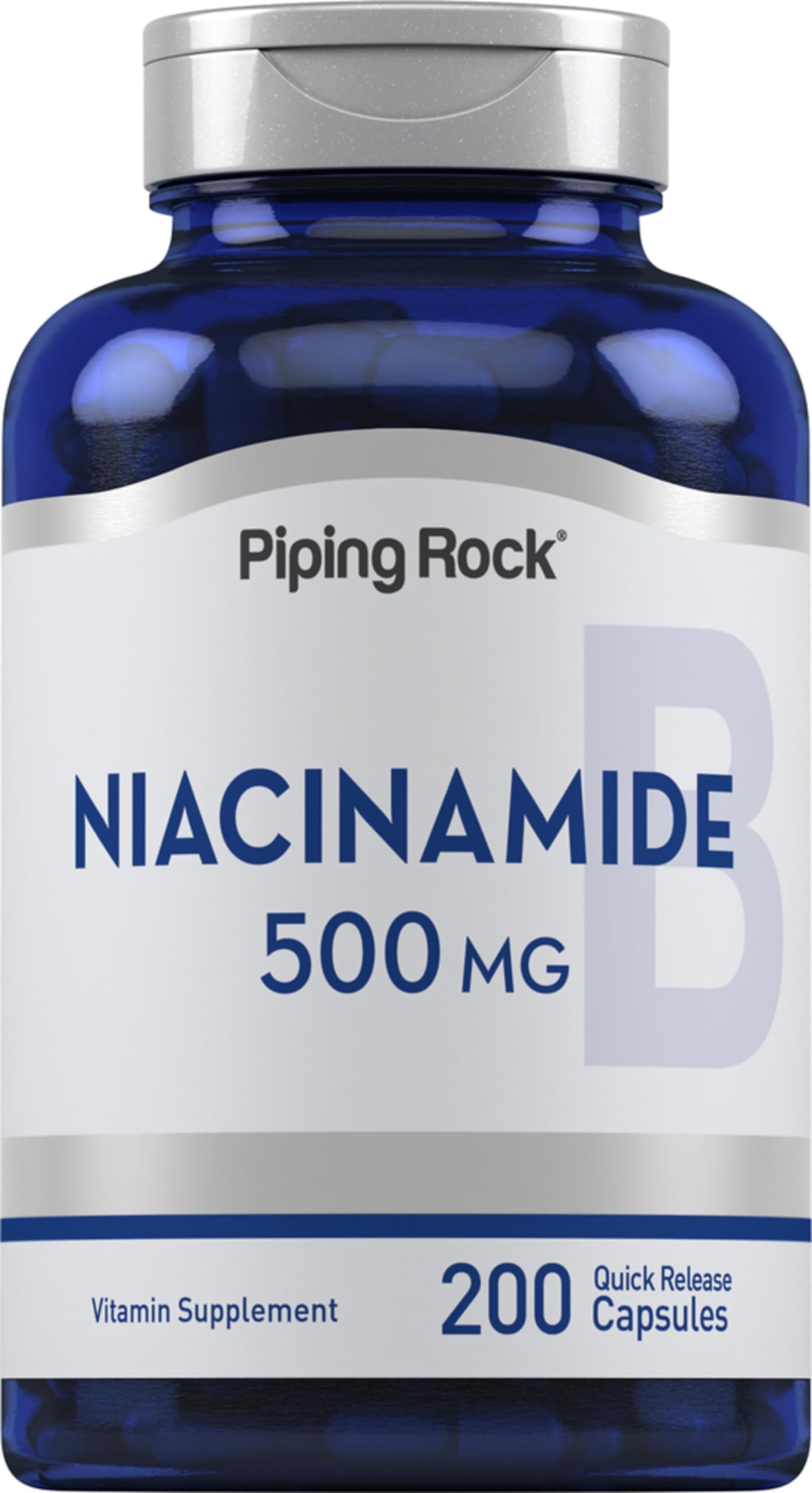 Piping Rock front packaging showing bottle and 200 capsules for convenient supply