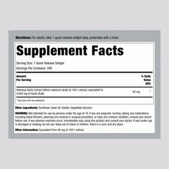 Close-up of Piping Rock Odorless Garlic Softgels bottle