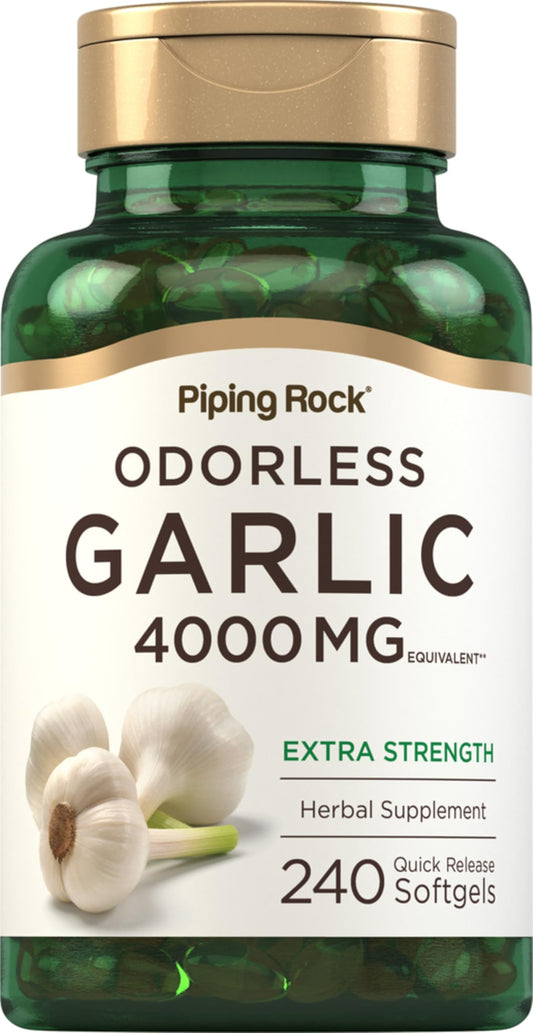 Piping Rock Odorless Garlic Softgels bottle with label