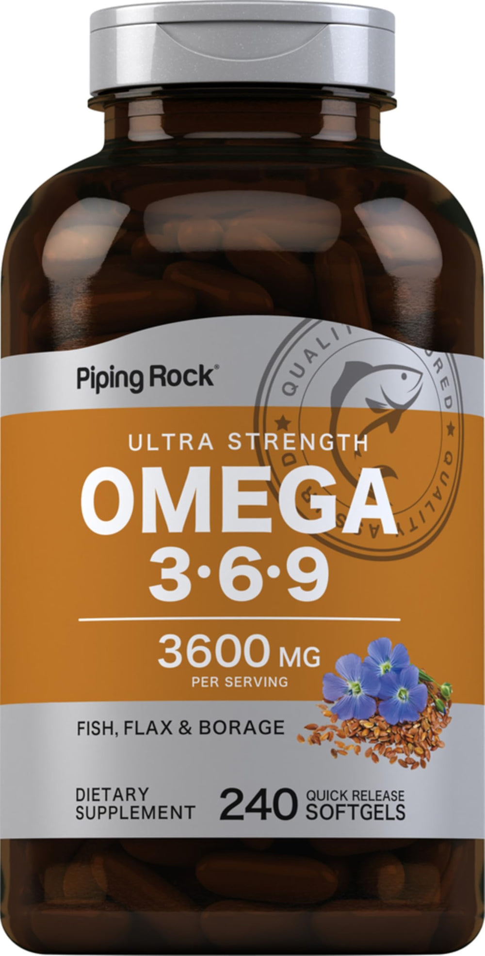 Piping Rock front packaging showing bottle and supplement branding for easy identification