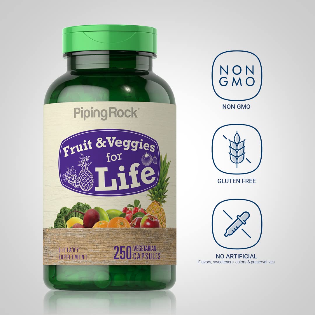Piping Rock open bottle with capsules poured near cap showing convenience