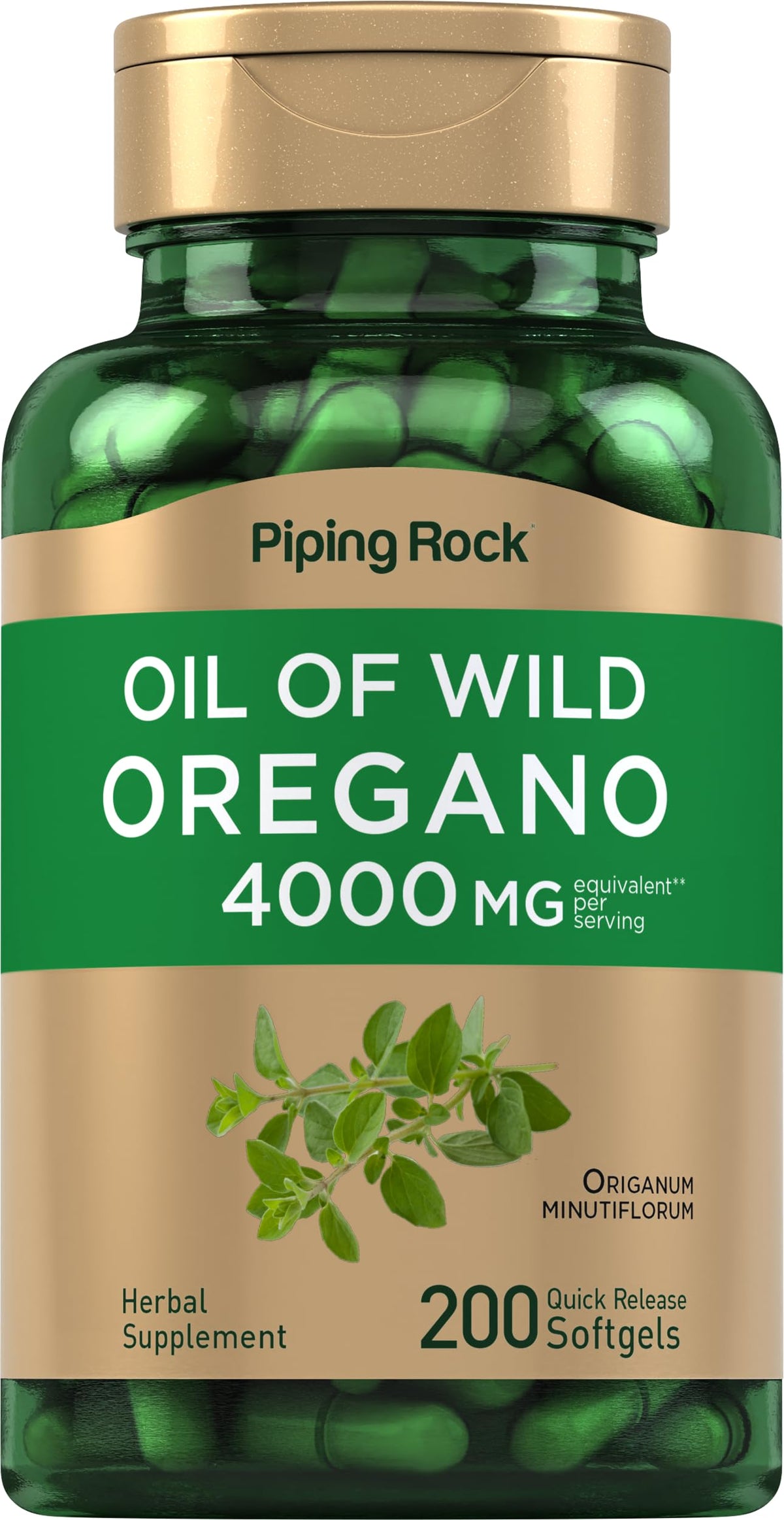 Piping Rock Oregano Oil Softgel bottle and capsules
