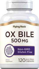 Piping Rock Ox Bile 500 mg bottle with 120 capsules