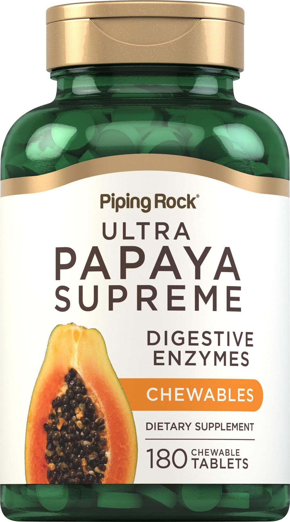 Piping Rock Papaya Digestive Enzymes Chewables bottle front view