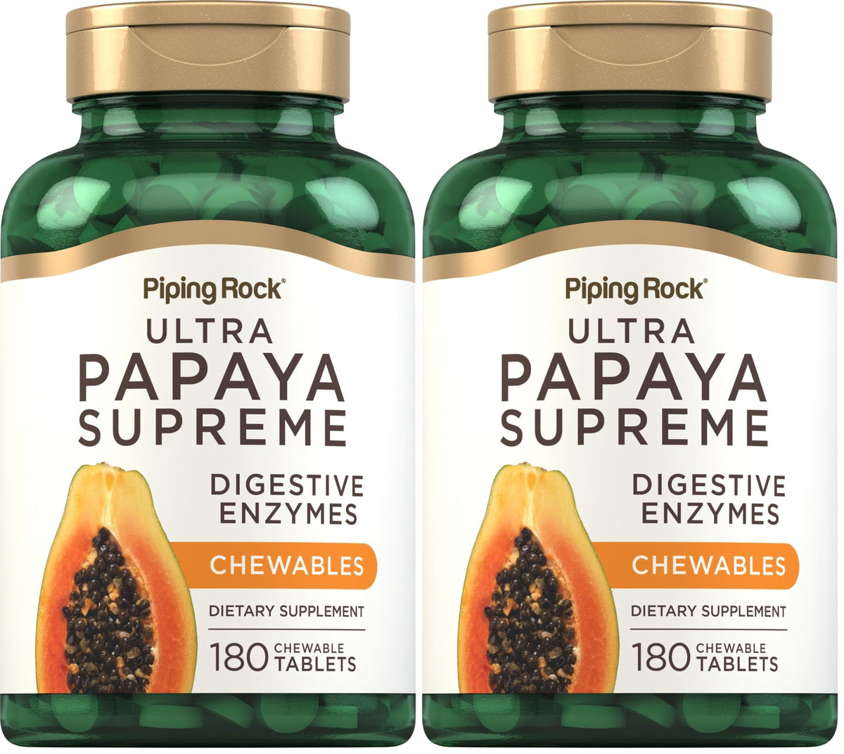 Piping Rock Papaya Digestive Enzymes Chewables bottle label