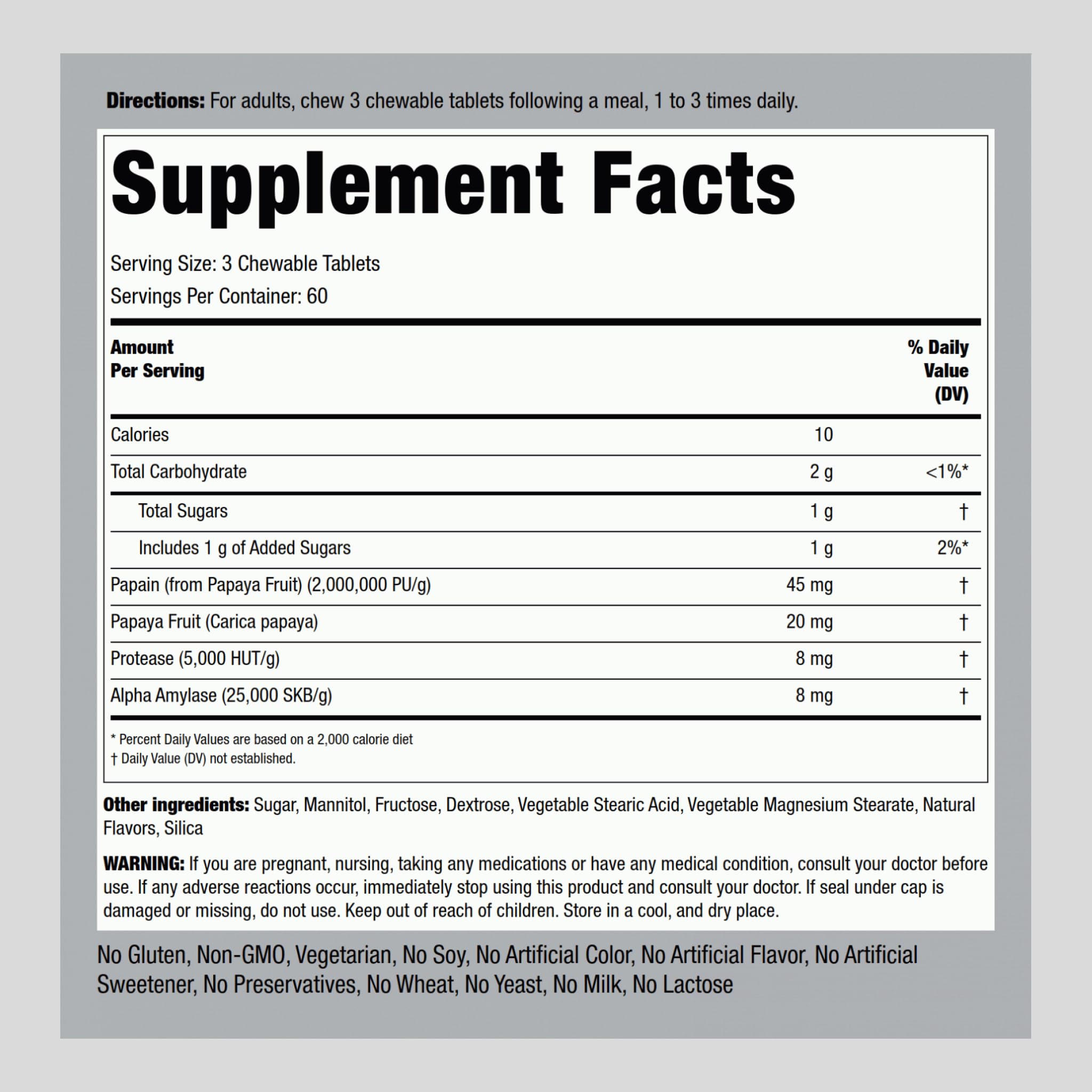 Close-up of Papaya Digestive Enzymes Chewables tablets