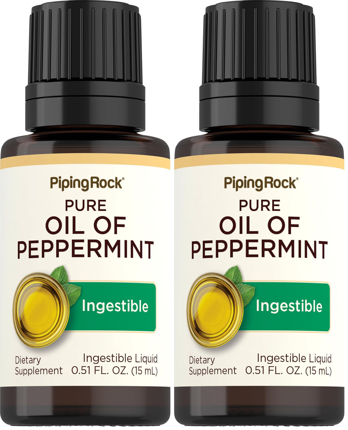Piping Rock Peppermint Oil bottle and packaging – 15 ml drops