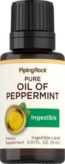 Piping Rock peppermint oil front bottle showing label and dropper for clear identification